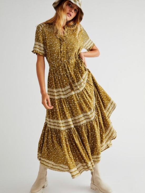Free People Dresses & Skirts - Free People XS Rare Feelings Midi Dress in Green